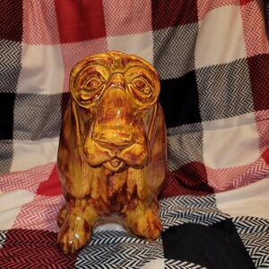 Vintage Ceramic Brown Gold Basset Hound Dog. Vintage dog. Bassethound decor